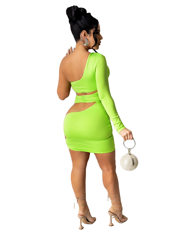 Single Shoulder Women Sexy One Piece Dress S-XXL