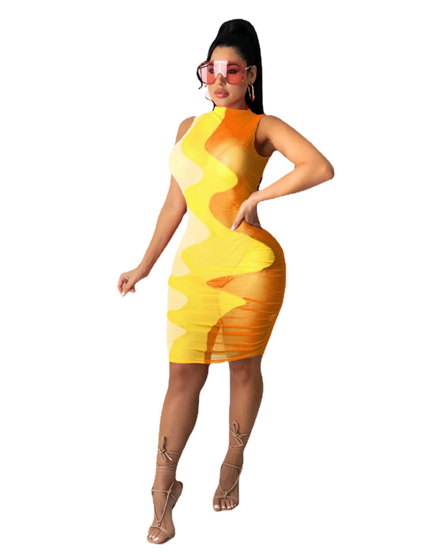 Sleeveless Sexy See Through Hot Dress S-XXL