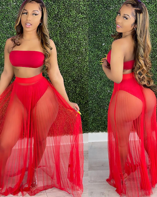 Strapless Women Two Piece Long Skirt S-XXL