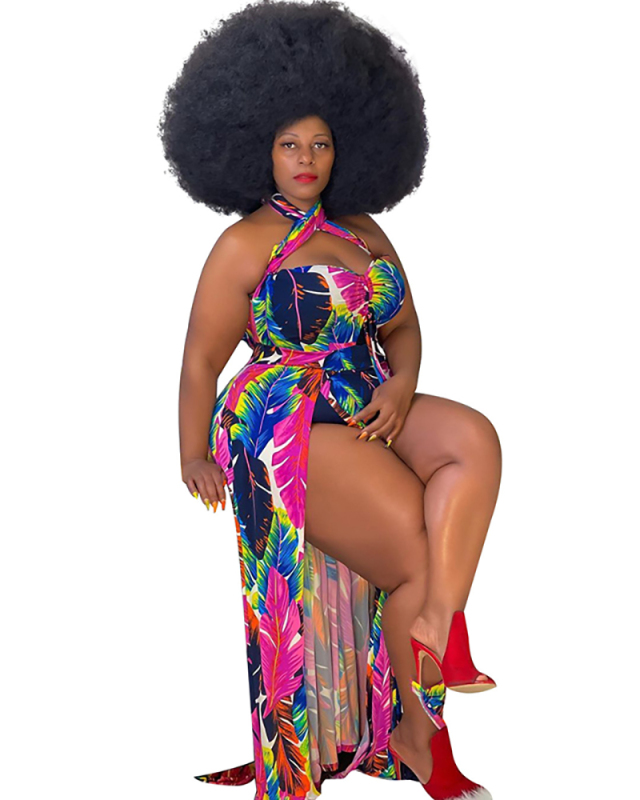 Plus Size Floral Printed Long Maxi Dress S-5XL