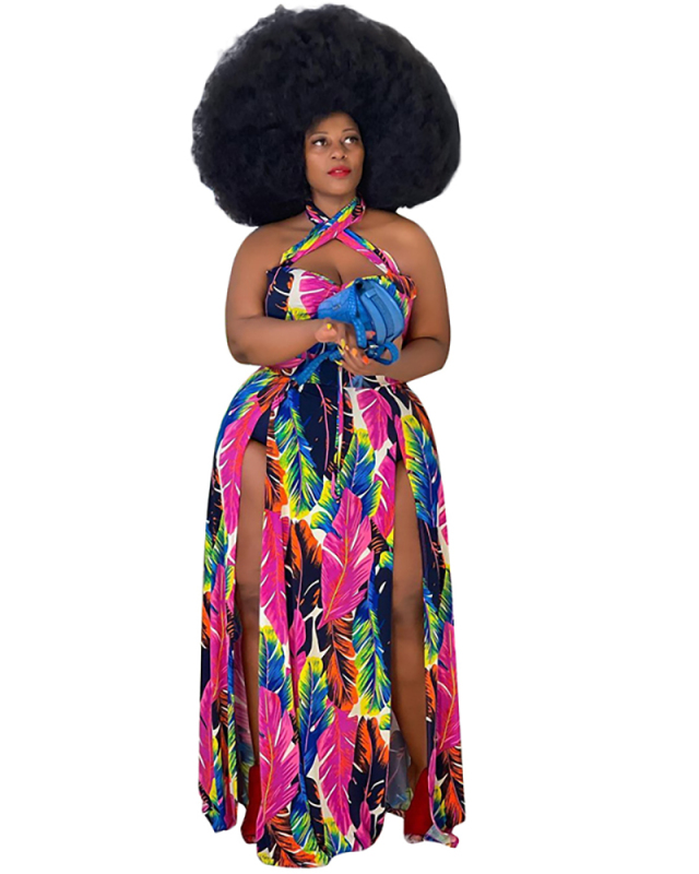 Plus Size Floral Printed Long Maxi Dress S-5XL