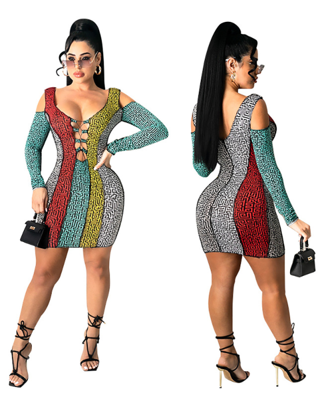 2021 Summer New Floral Geometric Print Dress