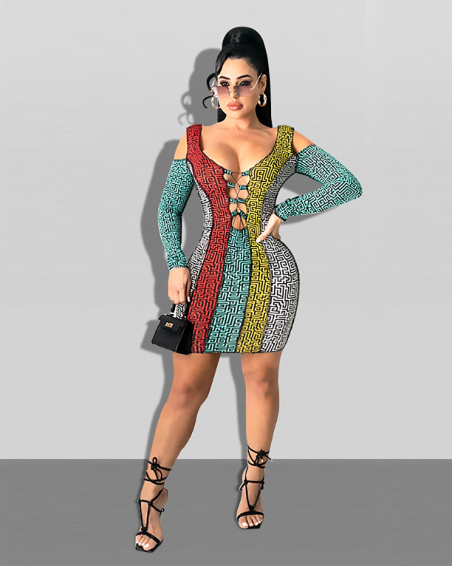 2021 Summer New Floral Geometric Print Dress