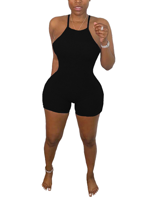 Solid Color Women Short Summer Romper