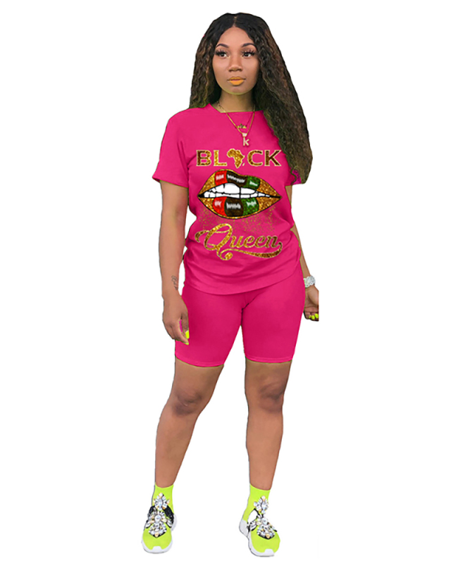 Women Printing Casual Short Sleeves Two Piece Set S-4XL