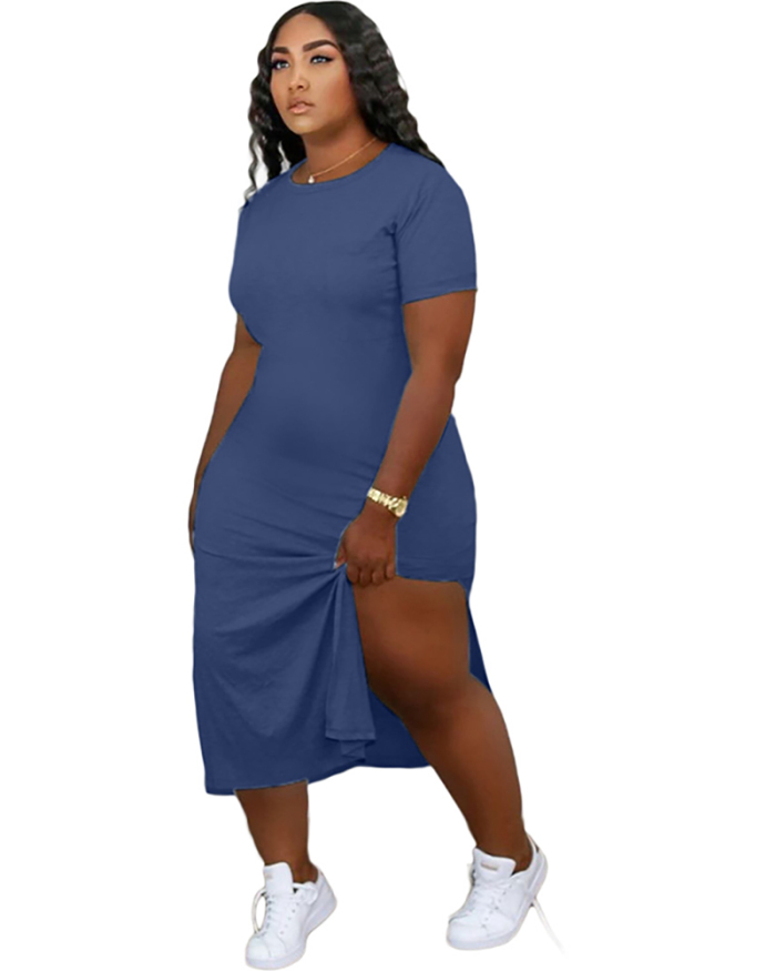 Women's Loose Dress Solid Colour With Slit Hem Casual Dresses