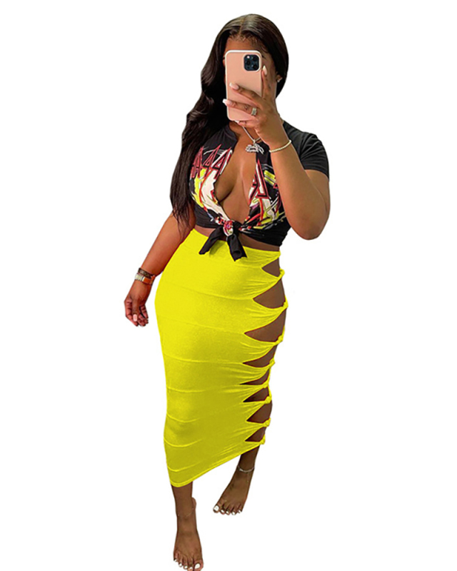 Hollow Out Women Long Skirt
