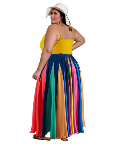 Plus Size Women Sleeveless Colorful Long Dress XL-5XL
