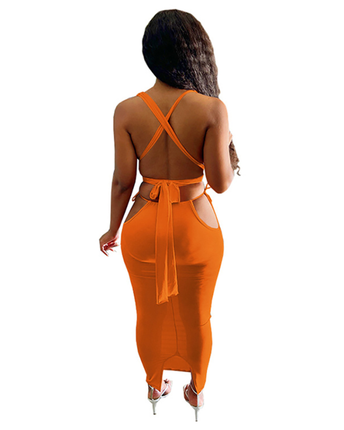 Open Back Sexy Party Two Piece Skirt Set