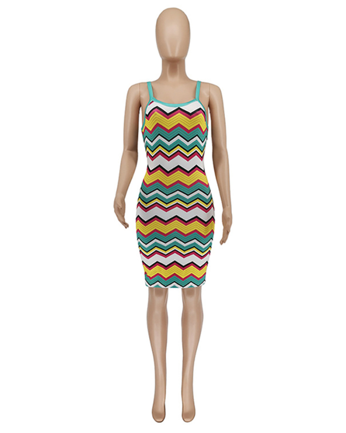 Summer Fashion Striped Floral Halter Dress Size S-XL