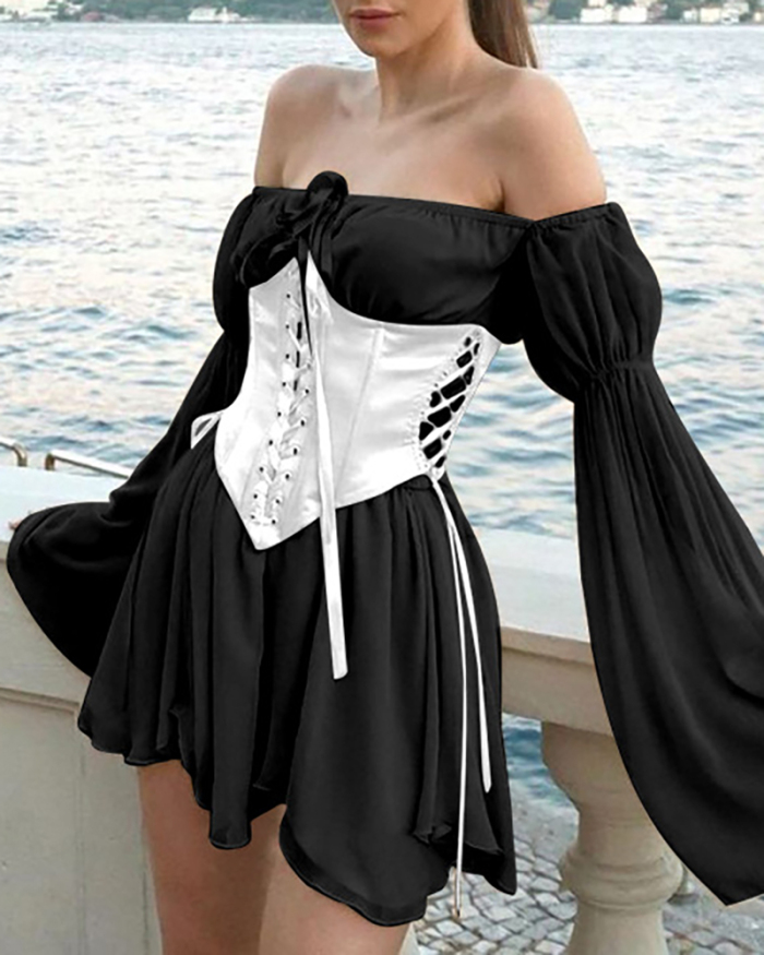 Lady Fashion Chiffon One Shoulder Irregular Dress Tunic Suit S-L