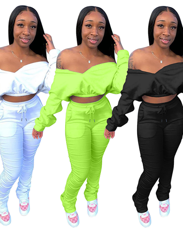 Bat Sleeve Women Fashion Two Piece Outfits S-3XL