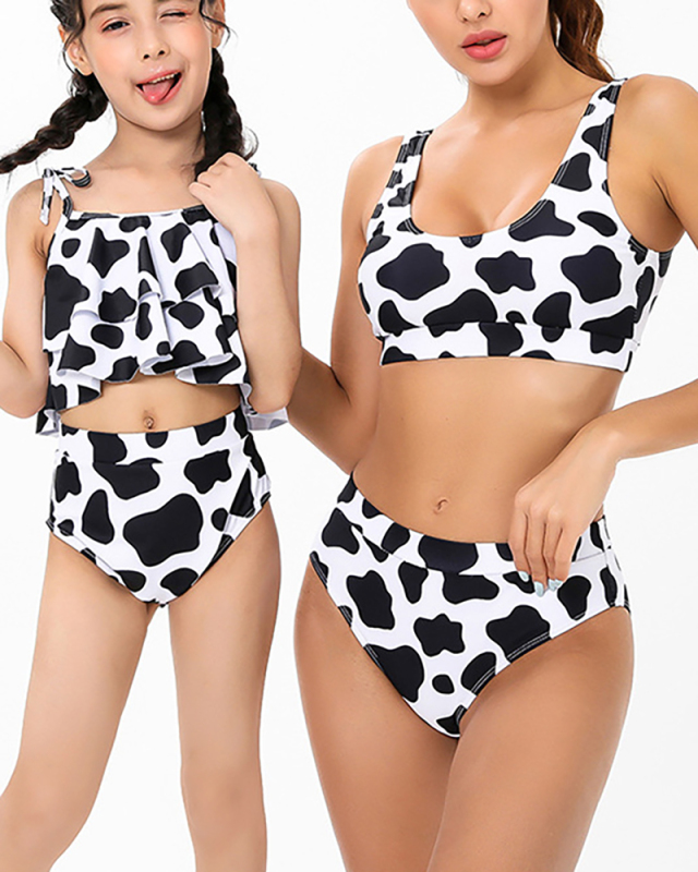 New Fashion Leopard Printed Split Parent-Child Two-Piece Swimsuit Adult S-Adult XL Child104-Child164