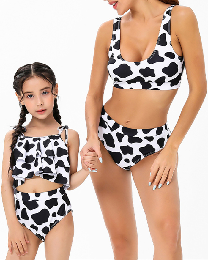 New Fashion Leopard Printed Split Parent-Child Two-Piece Swimsuit Adult S-Adult XL Child104-Child164