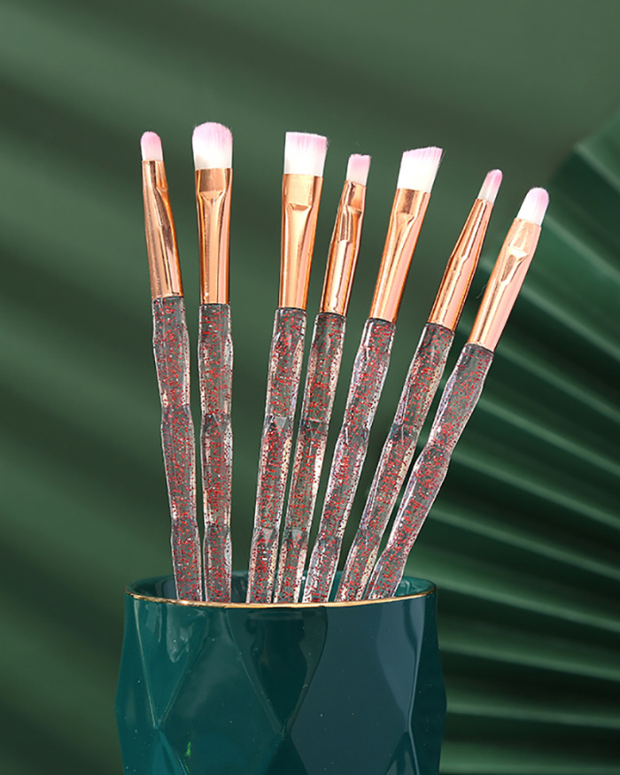 7pcs Makeup Brushes Set Crystal Handle Spiral Pattern Cosmetic Tools