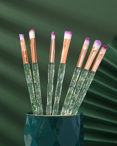 7pcs Makeup Brushes Set Crystal Handle Spiral Pattern Cosmetic Tools
