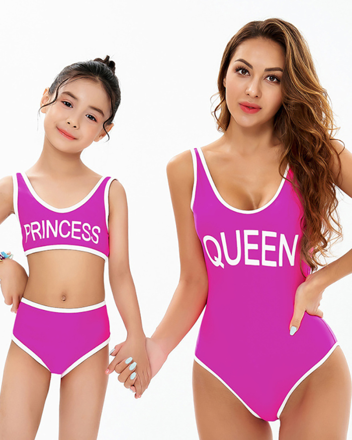 New Fashion Parent-Child Sports Mother and Daughter Swimwear Bikini Pink Adult S-Adult XL Child104-Child164