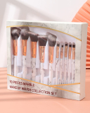 10 Marbled Pattern Makeup Brushes Set Cosmetic Tools Set