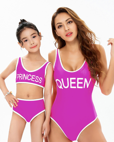 New Fashion Parent-Child Sports Mother and Daughter Swimwear Bikini Pink Adult S-Adult XL Child104-Child164