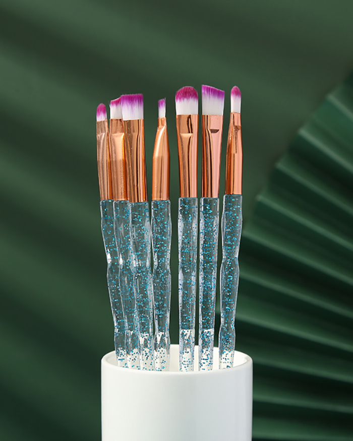 7pcs Makeup Brushes Set Crystal Handle Spiral Pattern Cosmetic Tools