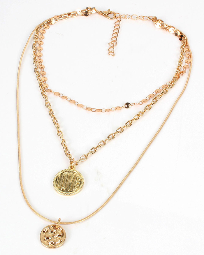 LOVE Medal Pendant Chain Multi-Layer Necklace