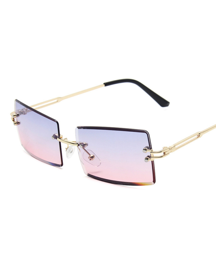 Frameless Square Sunglasses With Cut Edges