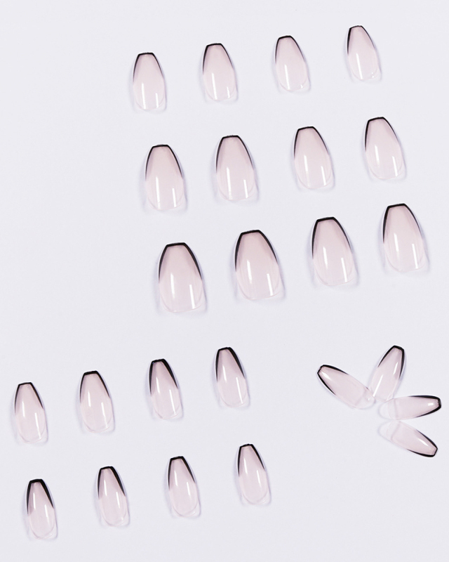 24pcs Nude Color Black Edge French Style Short Ballet Artificial Nails Fake Nails Nail Patch