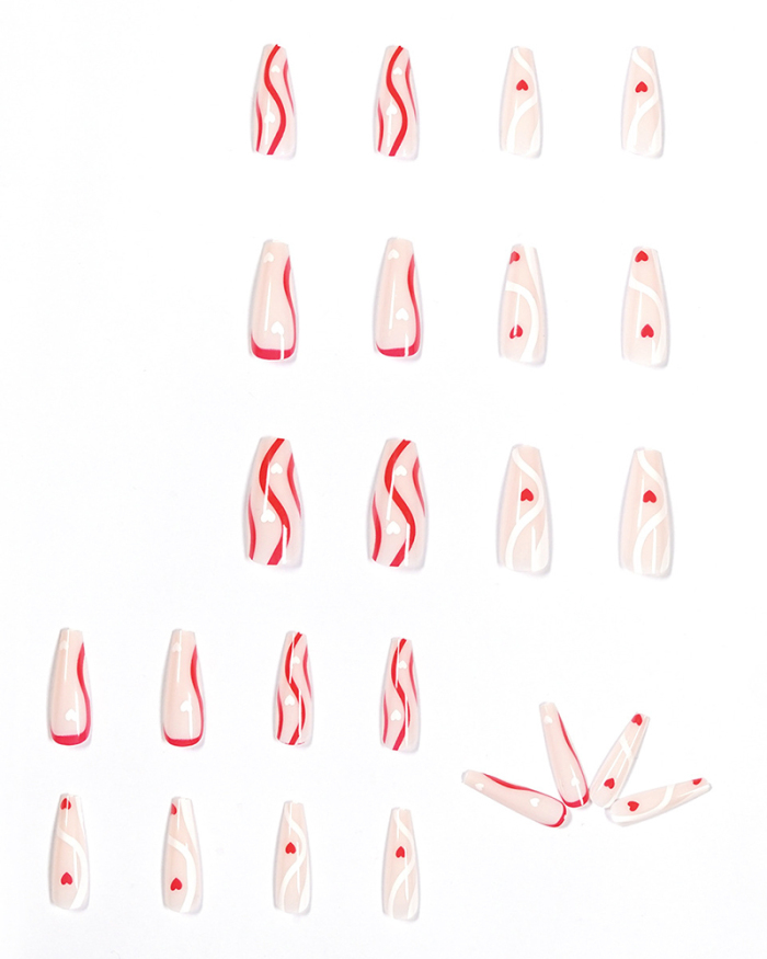 24pcs Pop Line Long Ballet Artificial Nails Fake Nails Removable Nail Patches