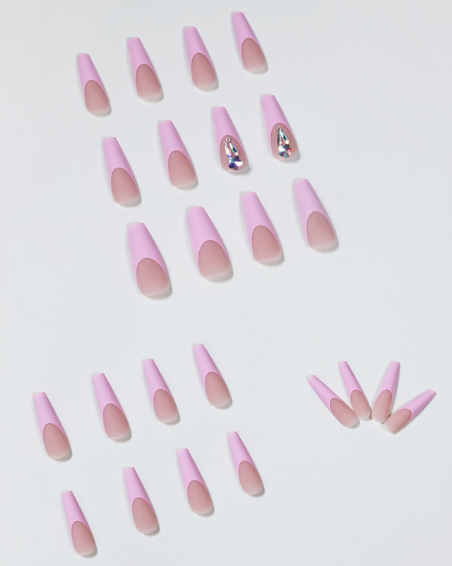 24pcs Plum Pink French Style Long Ballet Artificial Nails Fake Nails Nail Patches