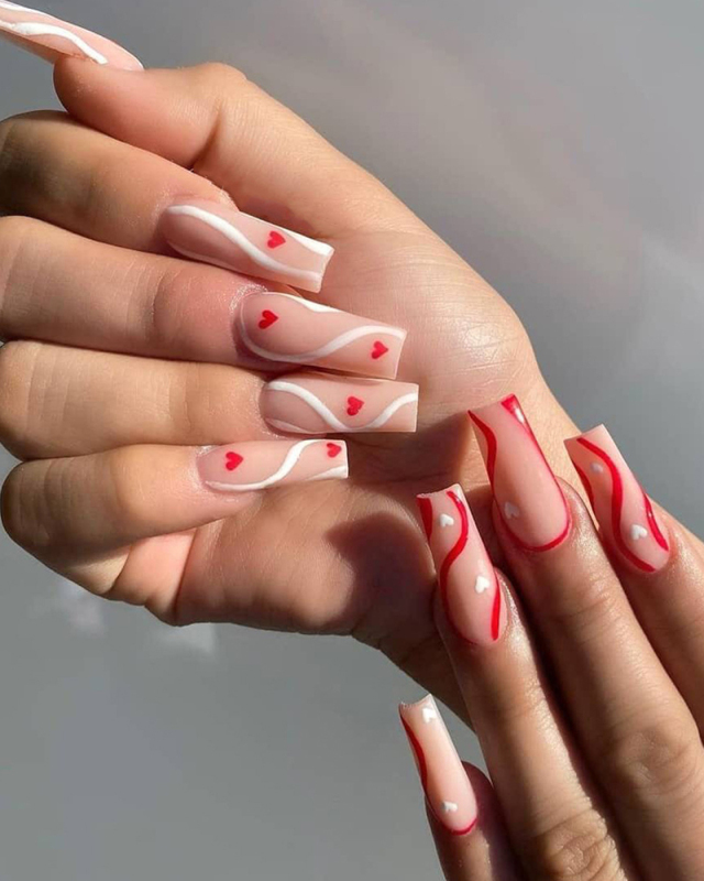 24pcs Pop Line Long Ballet Artificial Nails Fake Nails Removable Nail Patches
