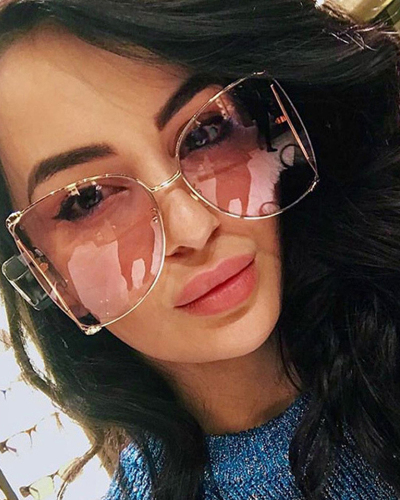 Large Frame Pearl Hollowed-out Sunglasses