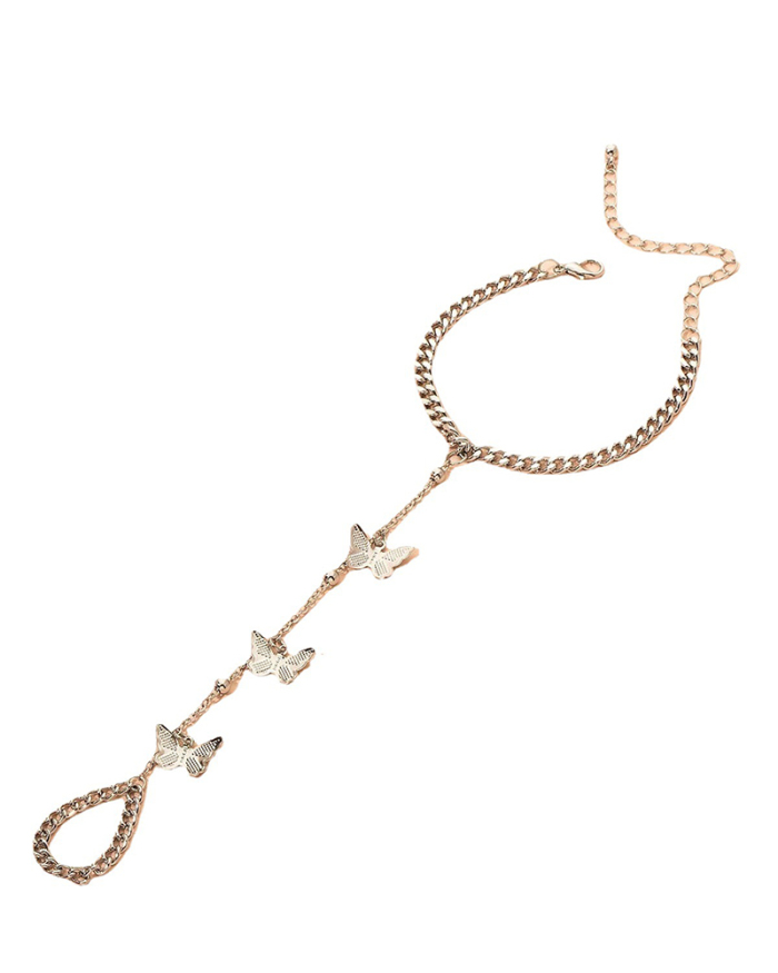 Simple Fashion Trend Retro Style Butterfly Pendant Chain Link Bracelet