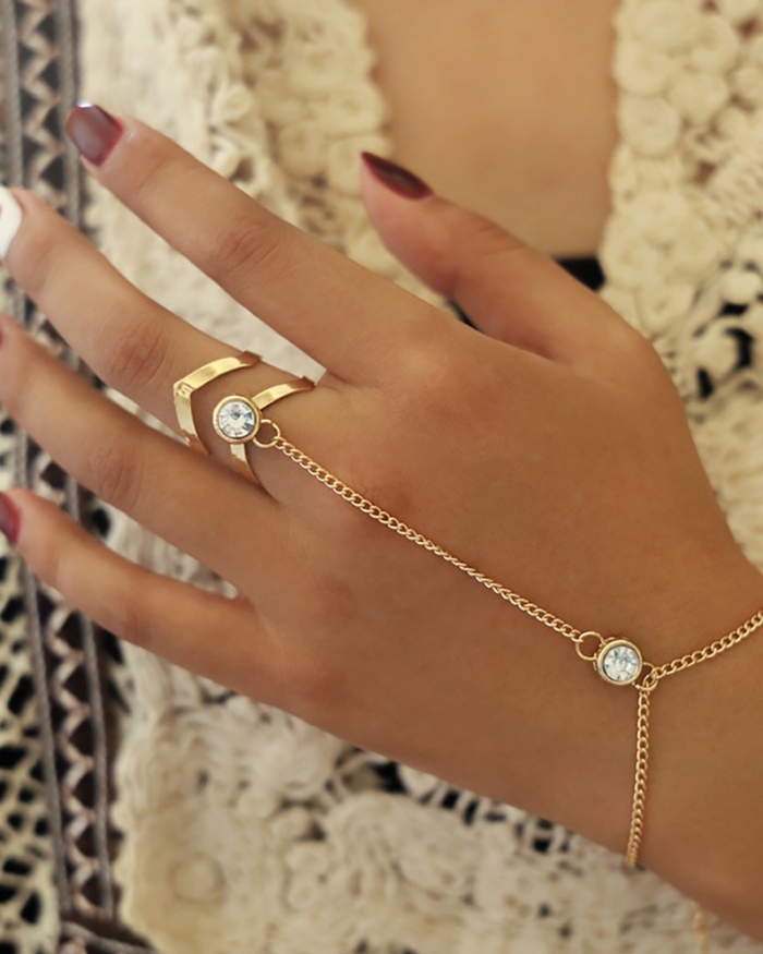 Creative All-Match Diamond Arrow Ring and Finger Bracelet
