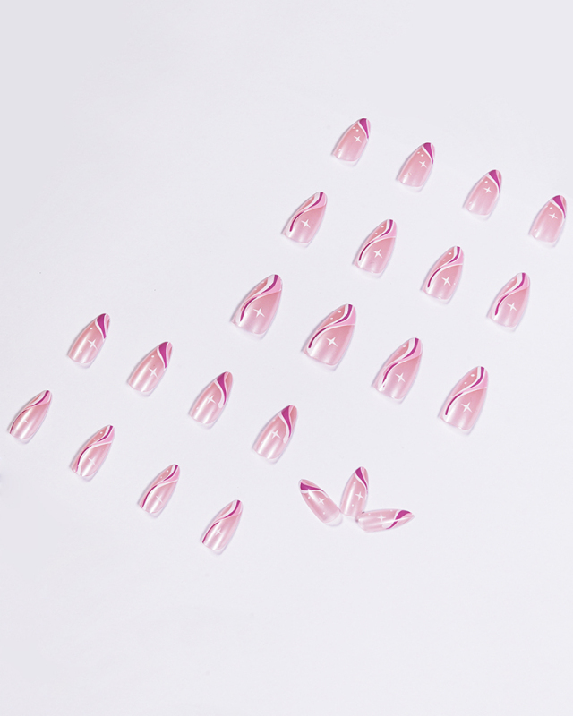 24pcs Wave Lines Style Artificial Nails Fake Nails Removable Nail Patches