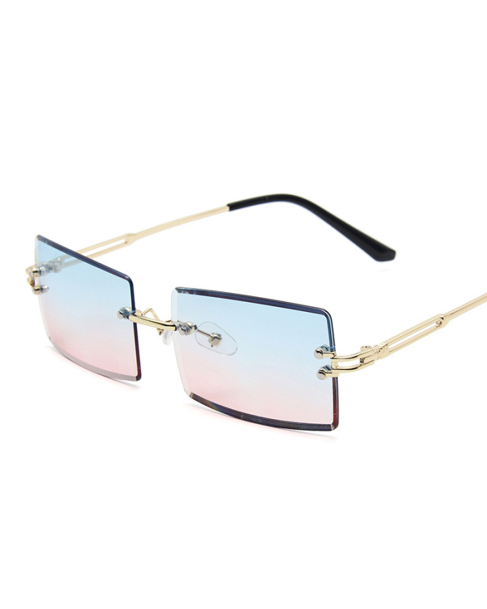 Frameless Square Sunglasses With Cut Edges
