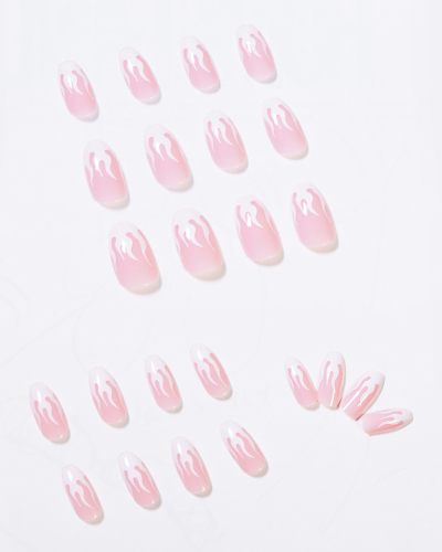24pcs Pink Flame Short Ballet Wearing Artificial Nails Fake Nails
