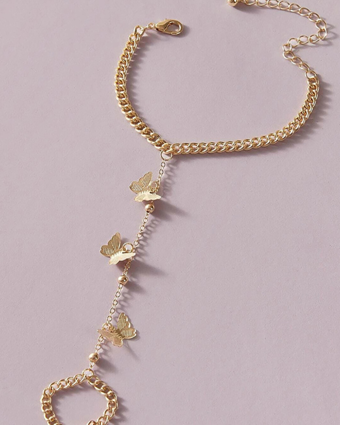 Simple Fashion Trend Retro Style Butterfly Pendant Chain Link Bracelet