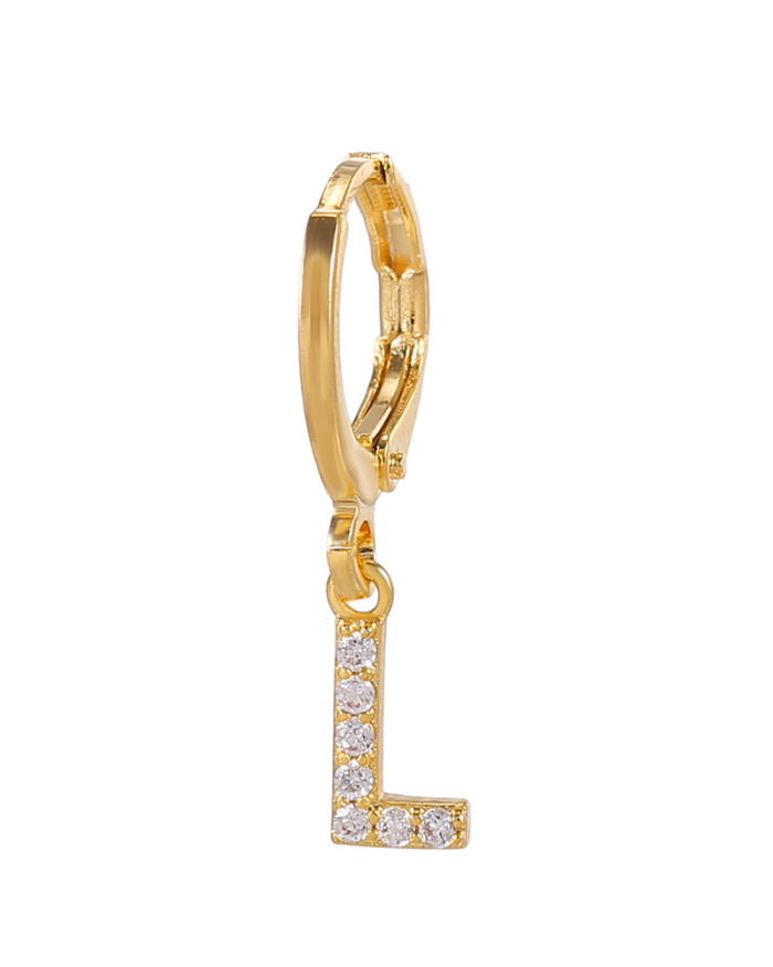 Fashion Gold-Plated 26 Letter with Diamonds Ear Buckles