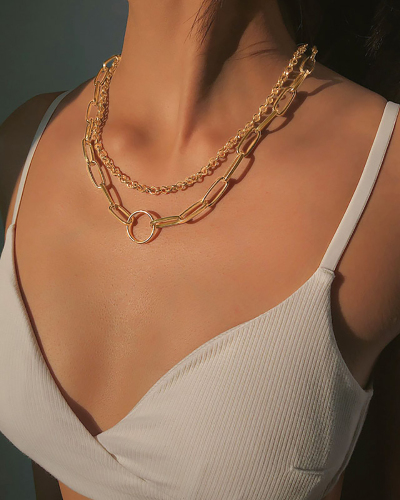 Retro Ring All-Match Simple Chain Multi-Layer Clavicle Female Necklace
