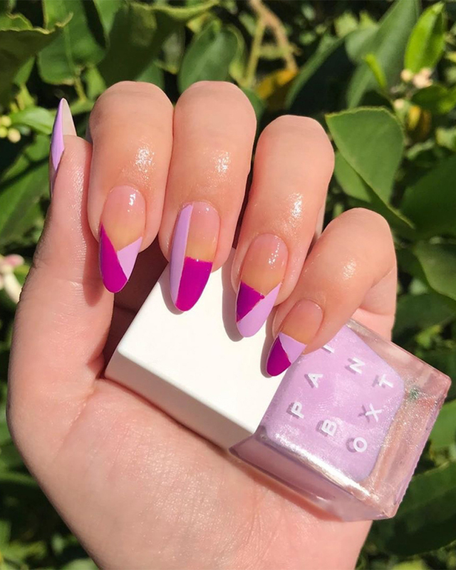 24pcs Colorblock French Style Artificial Nails Fake Nails Removable Nail Patches