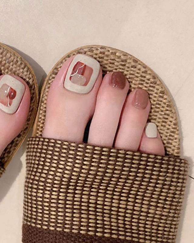 24pcs Doodle Artificial Toenails Fake Toenails Removable Toenail Patches