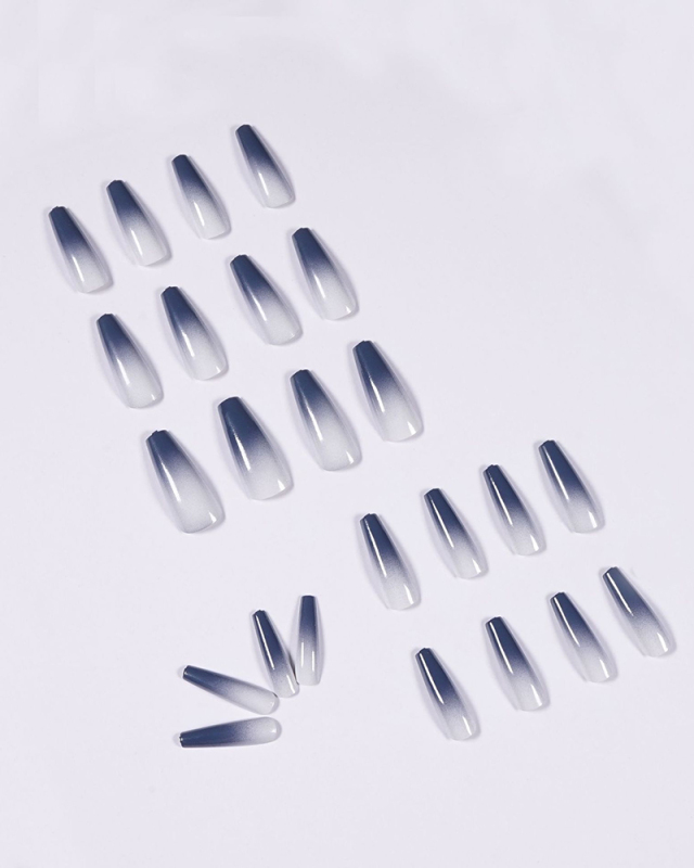 24pcs Gradient Gray Long Ballet Artificial Nails Fake Nails Removable Nail Patches