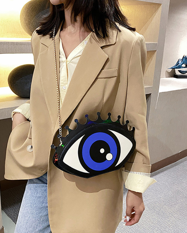 Fashion New Personality Hip-Hop Big Eyes Trendy Wild Chain Messenger Small Round Bag