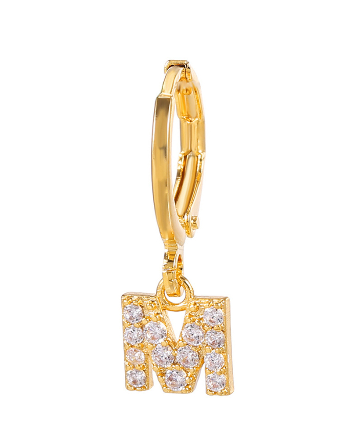 Fashion Gold-Plated 26 Letter with Diamonds Ear Buckles