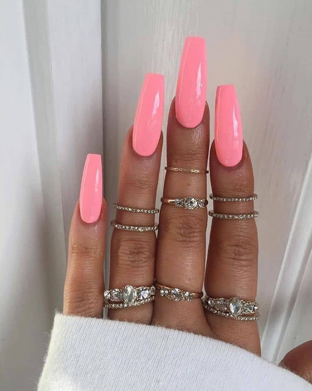 24pcs Solid Color Long Ballet Artificial Nails Fake Nails Removable Nail Patches Multi Color