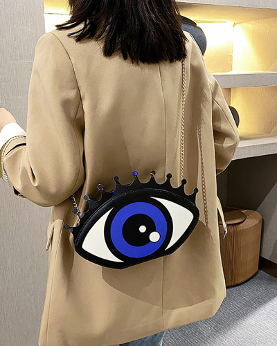 Fashion New Personality Hip-Hop Big Eyes Trendy Wild Chain Messenger Small Round Bag