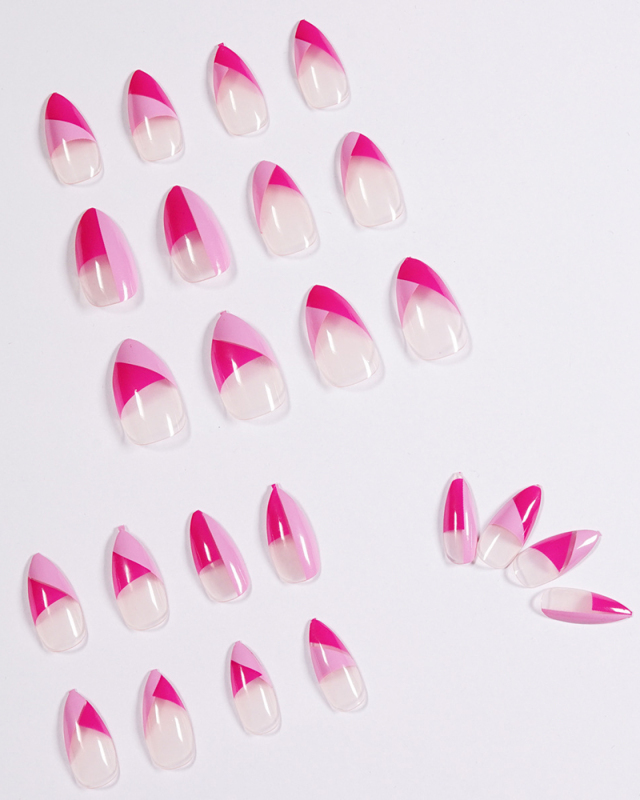 24pcs Colorblock French Style Artificial Nails Fake Nails Removable Nail Patches