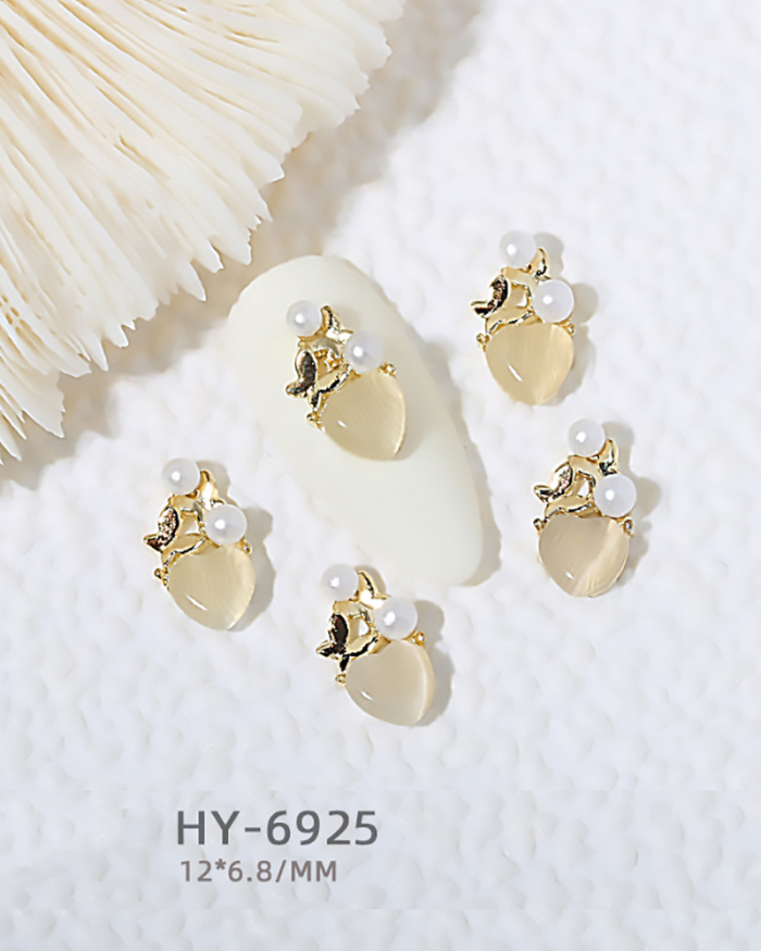 1 Piece Pearl Diamond Wreath Opal Bow Heart Ring Crystal Bear Nail Decorators