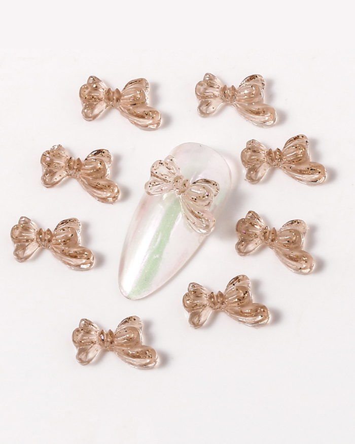 1 Piece Resin 3D Bear Bow Aurora Magic Color Butterfly Pearl Diamond Nail Ornaments Nail Decorators