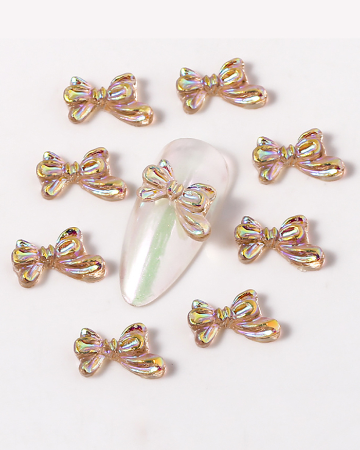 1 Piece Resin 3D Bear Bow Aurora Magic Color Butterfly Pearl Diamond Nail Ornaments Nail Decorators